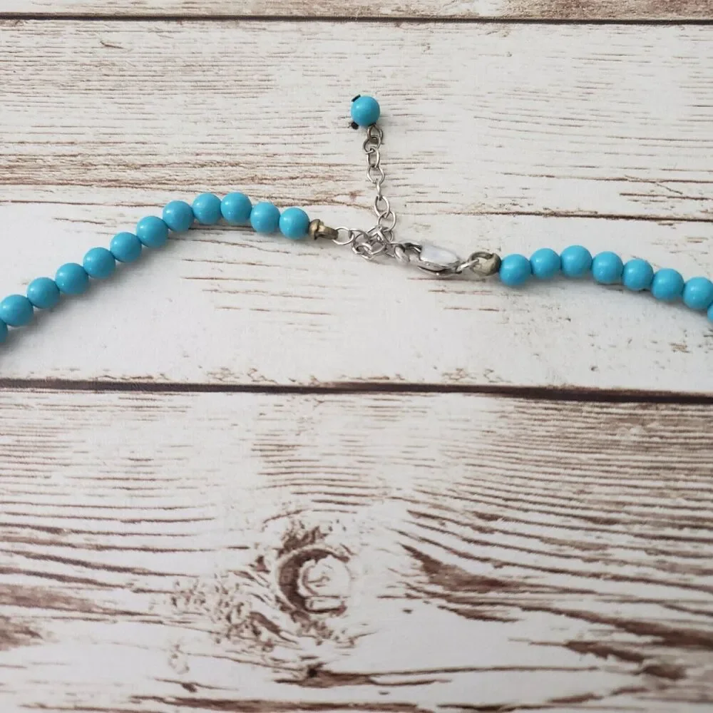 Vintage Necklace - Turquoise Tone Circular Beads Unusual